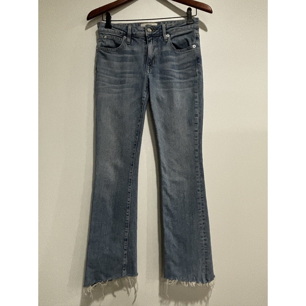 SLVRLAKE Jeans Womens 26 Light Blue Raw Hem Cropped Kick Flare Stretch Denim